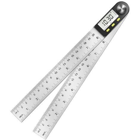 Righello angolare digitale, goniometro, misurazione dell'angolo 0°-360°, misuratore dell'angolo in acciaio inossidabile con display LCD, righello in acciaio inossidabile per lavorazione del legno, com