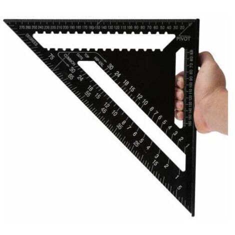 Righello angolare quadrato triangolo goniometro da 12 pollici ad alta precisione in lega di alluminio, nero