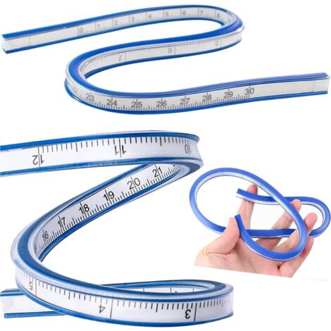 Righello curvo flessibile, righello in plastica morbida, righello curvo, righello a serpente (2 pezzi)