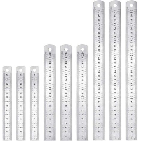 Set Righelli Metrico Imperiale 12 Righelli In Acciaio Inox - 10/15/20/30cm, Doppia Scala CM/Pollici Righello Metallo Precisione - Foto 10