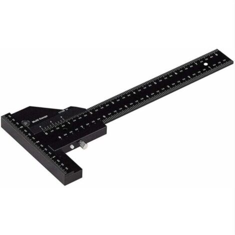 Righello per falegnameria, righello per tracciatura multifunzionale per la lavorazione del legno, righello a T in alluminio, dispositivo per tracciatura, strumento di misurazione da 0 a 280 mm, misura