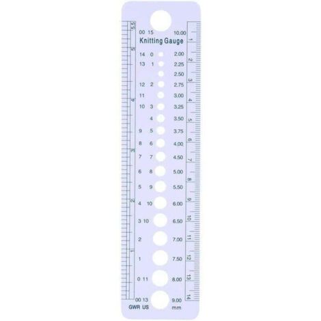Righello per motivi geometrici, cerchio, calibro per ferri da maglia, righello di plastica, da 2 a 10 mm, strumenti per cucire, misure USA, Regno Unito e Canada