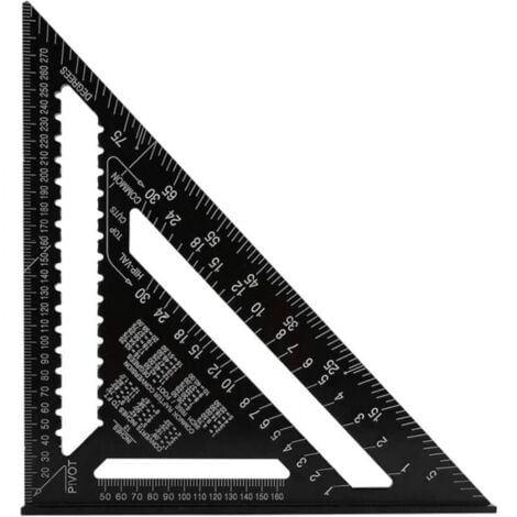 CYSLMUK Righello triangolare metrico professionale da 30 cm, squadra per lavorazione del legno ad alta precisione, lega di alluminio, nero
