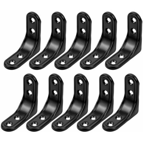 Right Angle Bracket, 10pcs Black Stainless Steel Bracket 50mm Fixed Bracket 90 Degree L Shape Bracket-Wall Shelf