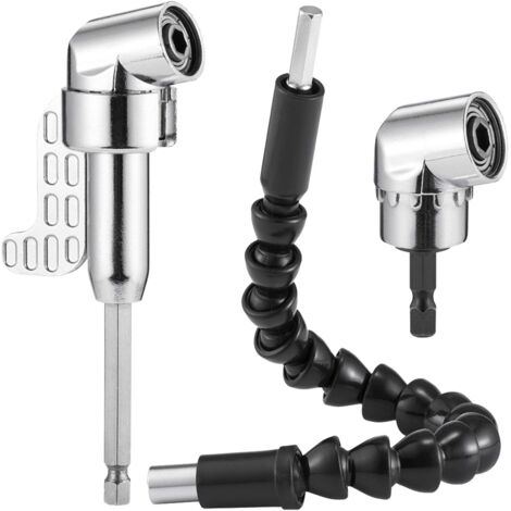 Right angle drill and flexible angle extension set for drill or screwdriver. 1/4 inch socket adapter, convenient and practical in tight work spaces