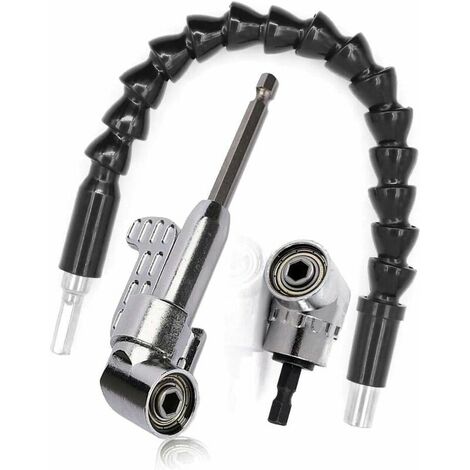 Right Angle Drill Bit and Flexible Angle Extension Kit, Right Angle Angled Screwdriver 105 Degree 1/4" Hex Shank for Drill
