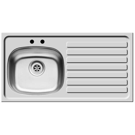 Right Hand 2 Tap Hole Stainless Steel Kitchen Sink, 940 x 490mm
