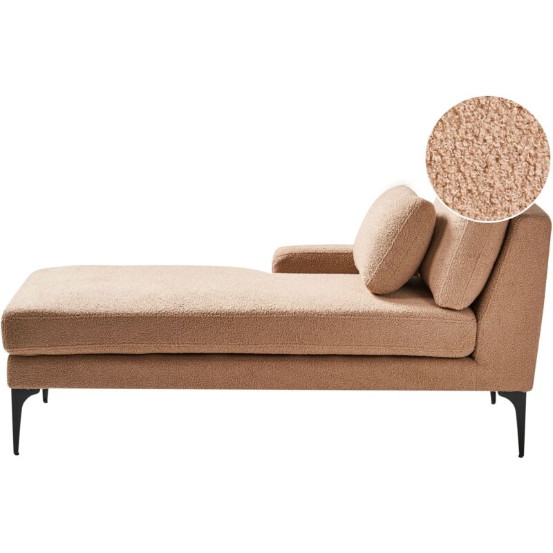 Beliani - Right Hand Chaise Lounge Boucle Upholstery Metal Legs Sand Beige Ewron