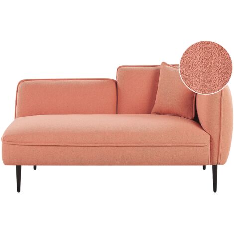 Right-Hand Chaise Lounge CHEVANNES Boucle Peach Pink