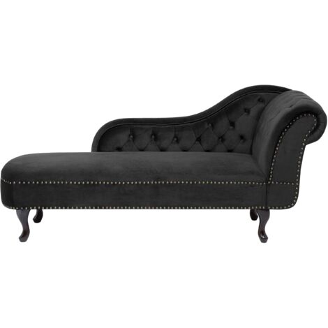 Right-Hand Chaise Lounge NIMES Velvet Black