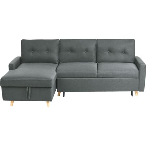 Right Hand Corner Sofa Bed with Storage Dark Grey FLAKK