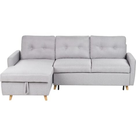 Right Hand Corner Sofa Bed with Storage Light Grey FLAKK