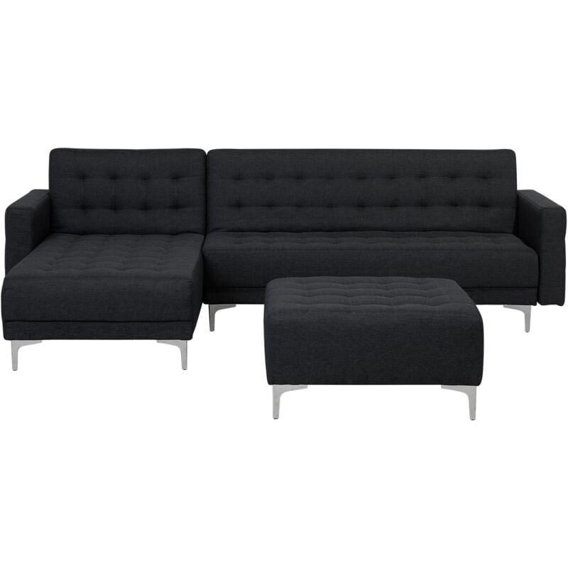 Modular Right Hand Corner L-Shaped Sofa Bed Ottoman Graphite Grey Aberdeen