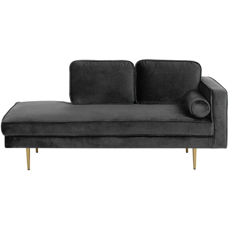Beliani - Modern Glam Velvet Chaise Lounge Black Upholstery Gold Metal Legs Miramas
