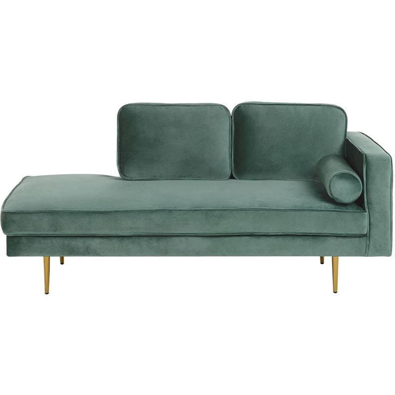 Beliani - Modern Glam Velvet Chaise Lounge Mint Green Upholstery Gold Metal Legs Miramas