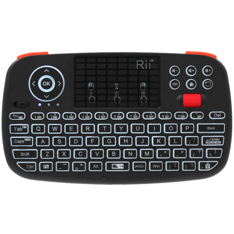 

i4 Mini teclado inalambrico Bluetooth y modos duales de 2,4 GHz Diapason de mano Raton retroiluminado Panel tactil Control remoto Compatible con