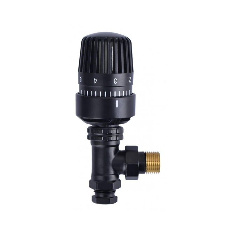 Riko vanne thermostatique de radiateur 1/2''x15mm angle droit noir mat