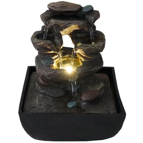 Rilassante fontana da interno ROCKFALL e LED bianco caldo