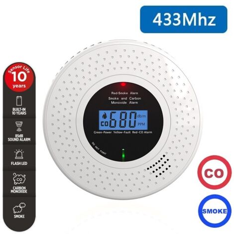 Rilevatore Combinato di Fumo e Monossido di Carbonio Interconnesso RF433 a Batteria