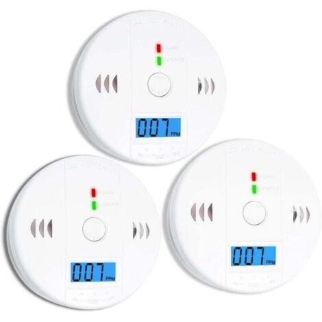 Rilevatore di allarme per monossido di carbonio Ulisem3PCS, rilevatore di allarme CO alimentato a batteria con display LCD e avviso vocale