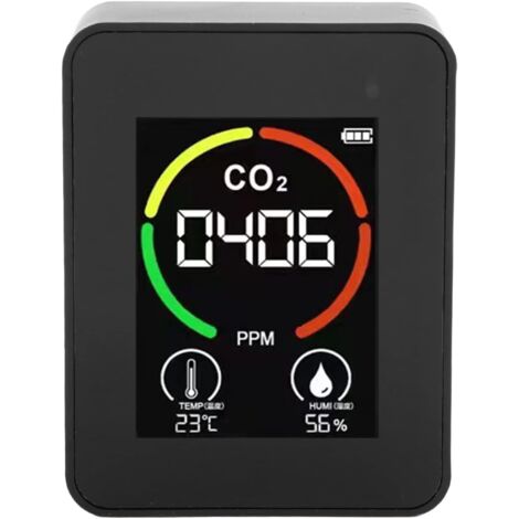 Rilevatore di anidride carbonica CO2, ricarica USB, monitor della qualità dell'aria interna con allarme, analizzatore di gas 5 in 1 TVOC, temperatura e umidità