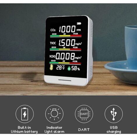 Rilevatore di CO2, strumento di rilevamento di temperatura e umidità, ufficio intelligente, per interni ed esterni, alta precisione, rilevamento rapido, strumento di rilevamento versatile