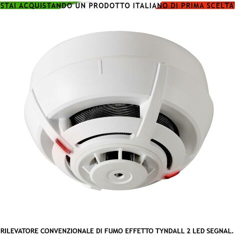 SECURVERA RILEVATORE DI FUMO EFFETTO TYNDALL SENSORE CONVENZIONALE LOOP USCITA PER SEGNALAZIONE REMOTA LED ALLARME INCENDIO 2 FILI SV-RFASCETLSA