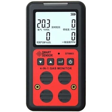 Rilevatore di gas 4 in 1, rileva ossigeno tossico e nocivo, monossido di carbonio, idrogeno solforato e ammoniaca