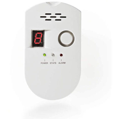 Rilevatore di gas, rilevatore di perdite di GPL/gas naturale/gas di carbone, monitor del sensore plug-in con allarme acustico e display digitale a LED, metano combustibile, propano