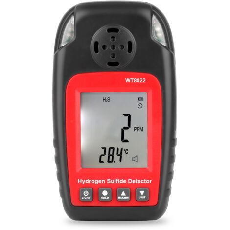Rilevatore di idrogeno solforato Rilevatori di gas e allarmi Elettrochimico H2S H₂S Monitor Misuratore Sensore Allarme avvelenamento Display LCD Retroilluminato