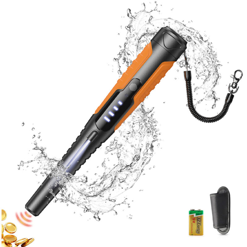 Rilevatore di metalli con schermo LCD, scansione a 360°, impermeabile, 3 modalità, alta sensibilità, batteria da 9V e custodia per il trasporto