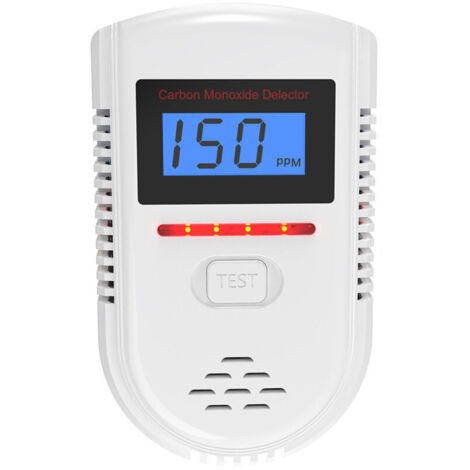 Rilevatore di monossido di carbonio, allarme monossido di carbonio, rilevatore con display LED (valore PPM visibile in ogni momento) e allarme acustico e visivo da 85 dB.