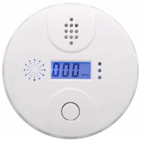 Rilevatore di monossido di carbonio CO, allarme di gas monossido di carbonio, suono di allarme display LCD 85 dB, conforme allo standard DIN (1 pezzo, bianco)