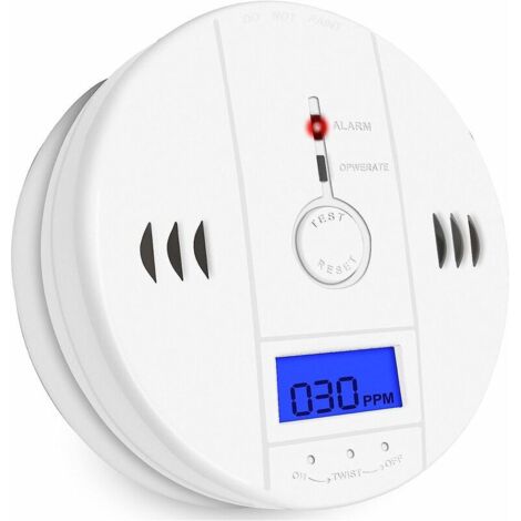 Rilevatore di monossido di carbonio con display digitale e allarme acustico domestico, alimentato a batteria (batterie AA non incluse)