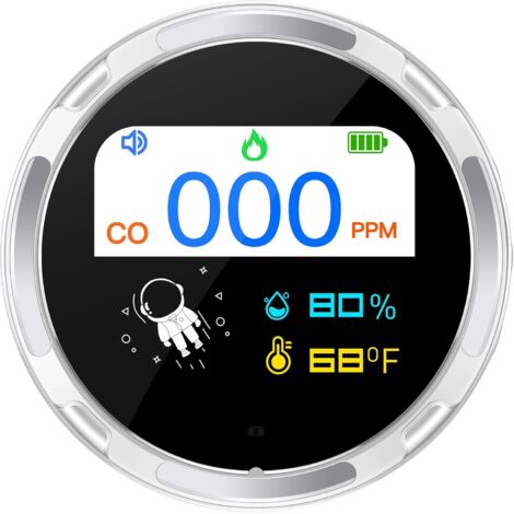 Rilevatore di monossido di carbonio da viaggio, allarme monossido di carbonio impermeabile IP67, 3 in 1 (temperatura CO - umidità), ideale per interni, esterni e campeggio, ecc.