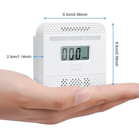 Rilevatore di monossido di carbonio, rilevatore intelligente di monossido di carbonio con display LCD, conforme alla norma EN 50291, con pulsante di prova e indicatore di stato a LED (Mini 1PC) (senza