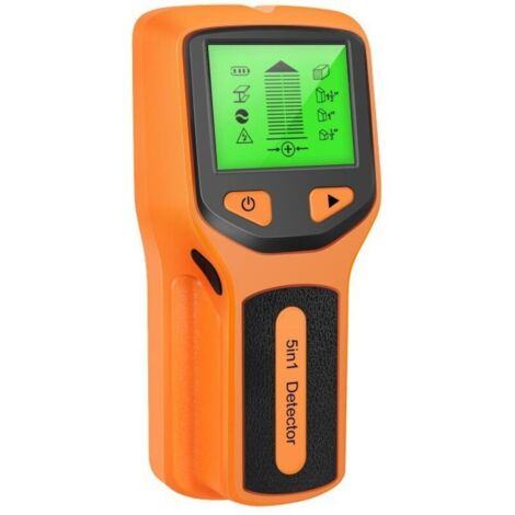 Rilevatore di montanti a muro 5 in 1 con schermo LCD e funzione di rilevamento di bordi e centro per individuare legno, cavi elettrici e metalli (Giallo)