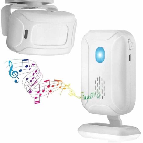 Rilevatore di movimento, campanello senza fili, kit sistema di allarme domestico con 1 sensore e 1 ricevitore, dispositivo di benvenuto con sensore elettronico per negozi, uffici, porte d'ingresso