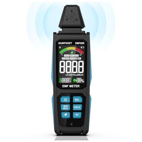 Rilevatore digitale 5-in-1 ricaricabile per campi elettromagnetici – Misurazione precisa dei campi elettrico, magnetico, RF e WiFi, con display LCD e allarme acustico