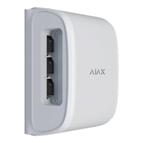"Rilevatore PIR a doppio fascio Ajax AJ-DUALCURTAINOUTDOOR-W: sicurezza certificata Grado 2 con tecnologia Jeweller 868 MHz"