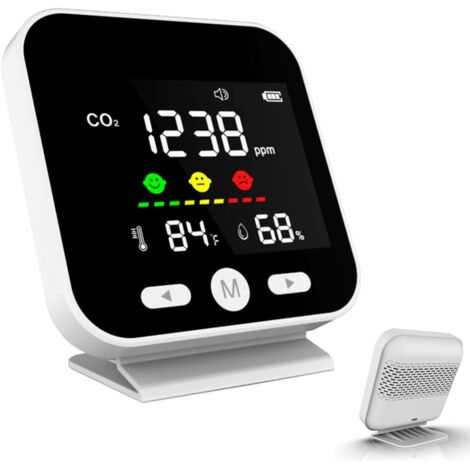 Rilevatore portatile di CO2, monitor della qualità dell'aria CO2 per interni, monitor CO2 3 in 1, igrometro e termometro, sensore Ndir preciso con allarme per tende da campeggio, residenziali, fabbric