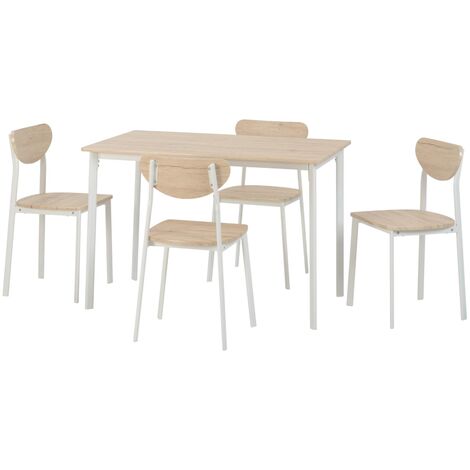Riley Large Dining Set - White/Light Oak Effect Veneer