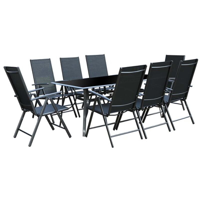 RIMINI - salon de jardin 8 places en aluminium gris