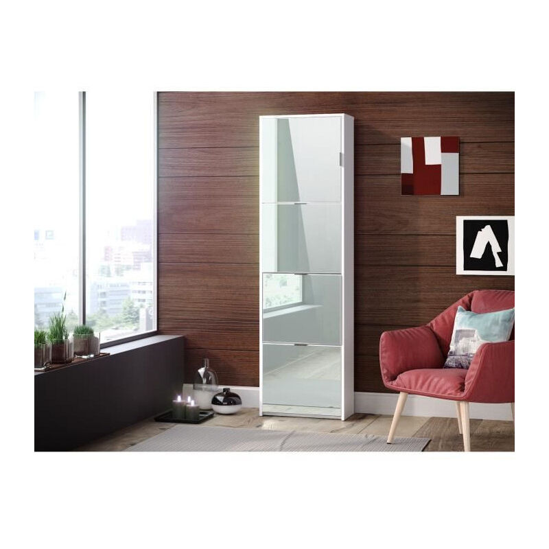 Les Tendances - rimini Meuble a chaussures contemporain melamine blanc mat - l 25 cm