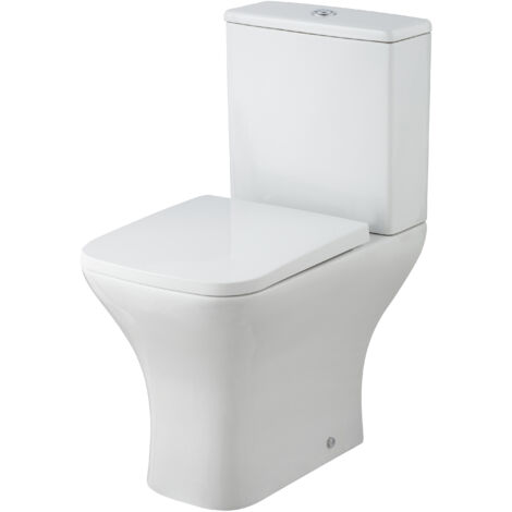 Rimless Toilet Pan, Cistern & Soft Close Seat - 790mm x 375mm x 612mm