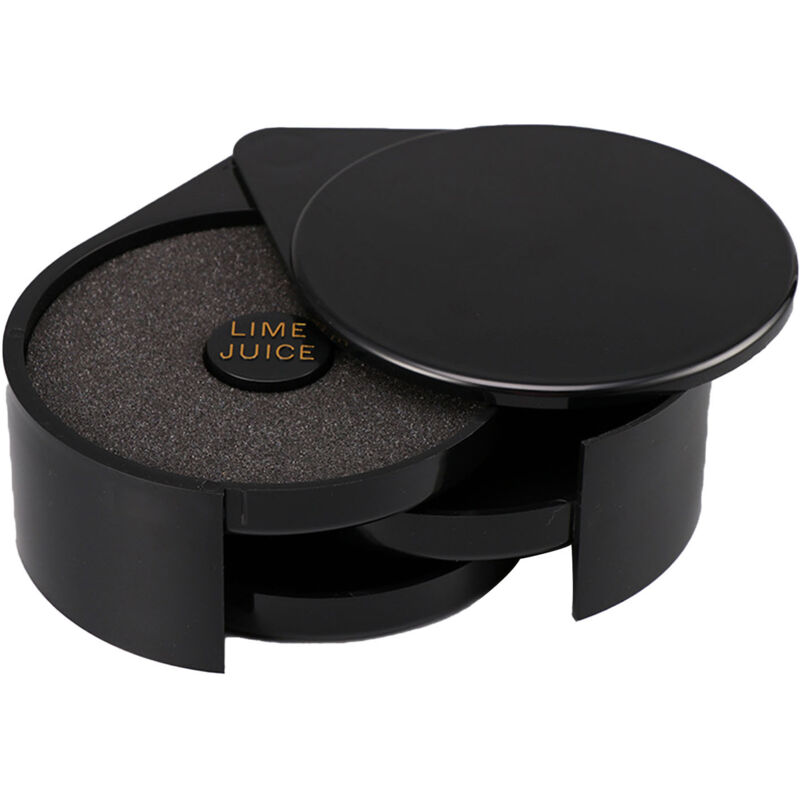 Rimmeur de Verre 3 Étagères Tournantes Noir pour Bar - Boîte à Assaisonnement Cocktail Sucre Sel - Accessoire Bartender