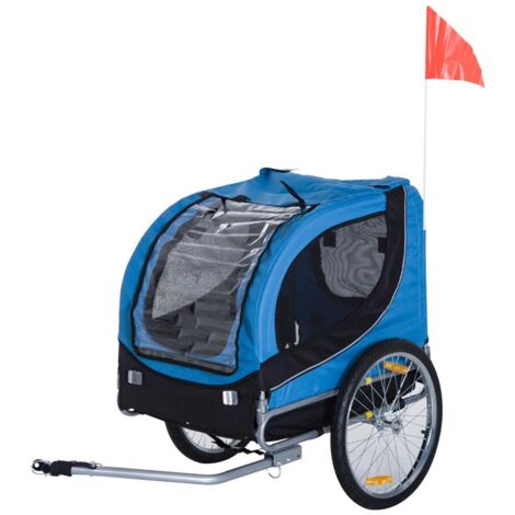 RIMORCHIO BICI PER CANI 130 X 90 X 110 CM AZZURRO E NERO