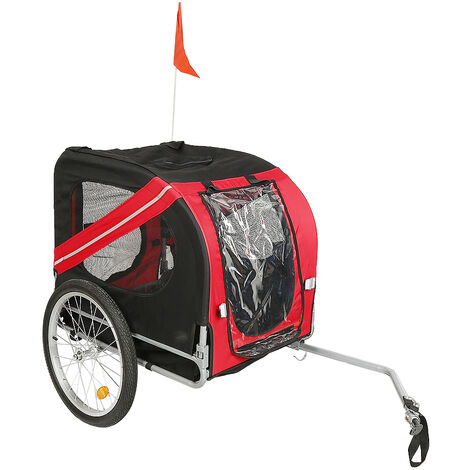 Rimorchio bici per Cani e Animali Domestici, Rosso e Nero, 1377390cm