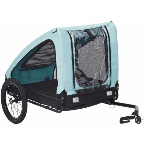 VidaXL Rimorchio bici per animali carrello jogging 2in1 blu e grigio Cucce  trasportini cani e gatti 