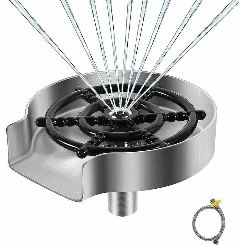 Rince Verre en Acier Inoxydab, Accessoires pour Evier de Cuisine, Rondel en Métal, Rince Verre Evier, Nettoyeur Verre, Accessoires de Cuisine, Argent